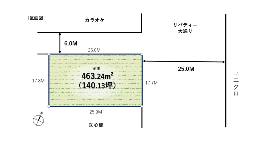 相模原市中央区中央　リバティー大通りに面した好立地　正面はユニクロ